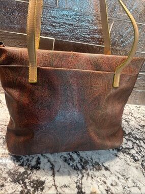 Etro Multicolor Paisley Leather Folded Crossbody with Yellow Trim
